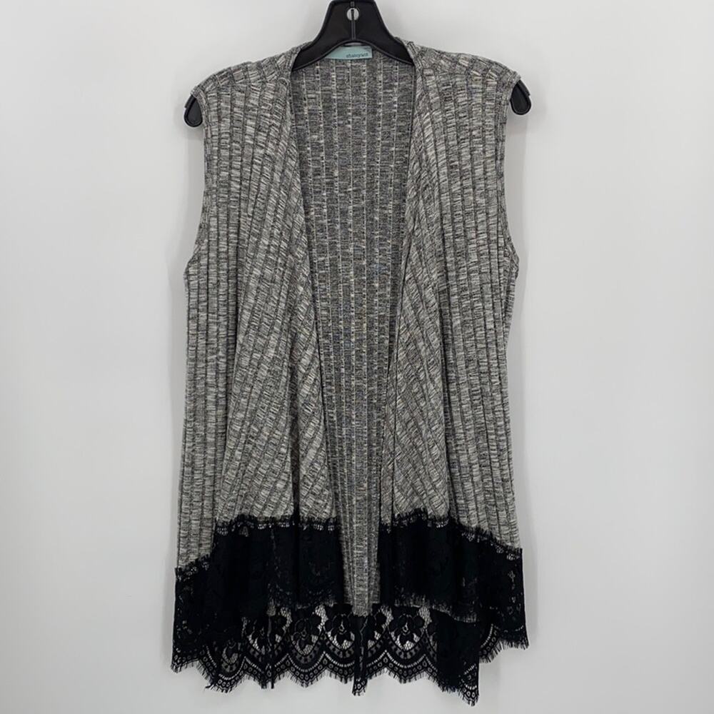 Chatoyant Women's Gray Sleeveless Knit Cardigan Tunic Vest Size Small